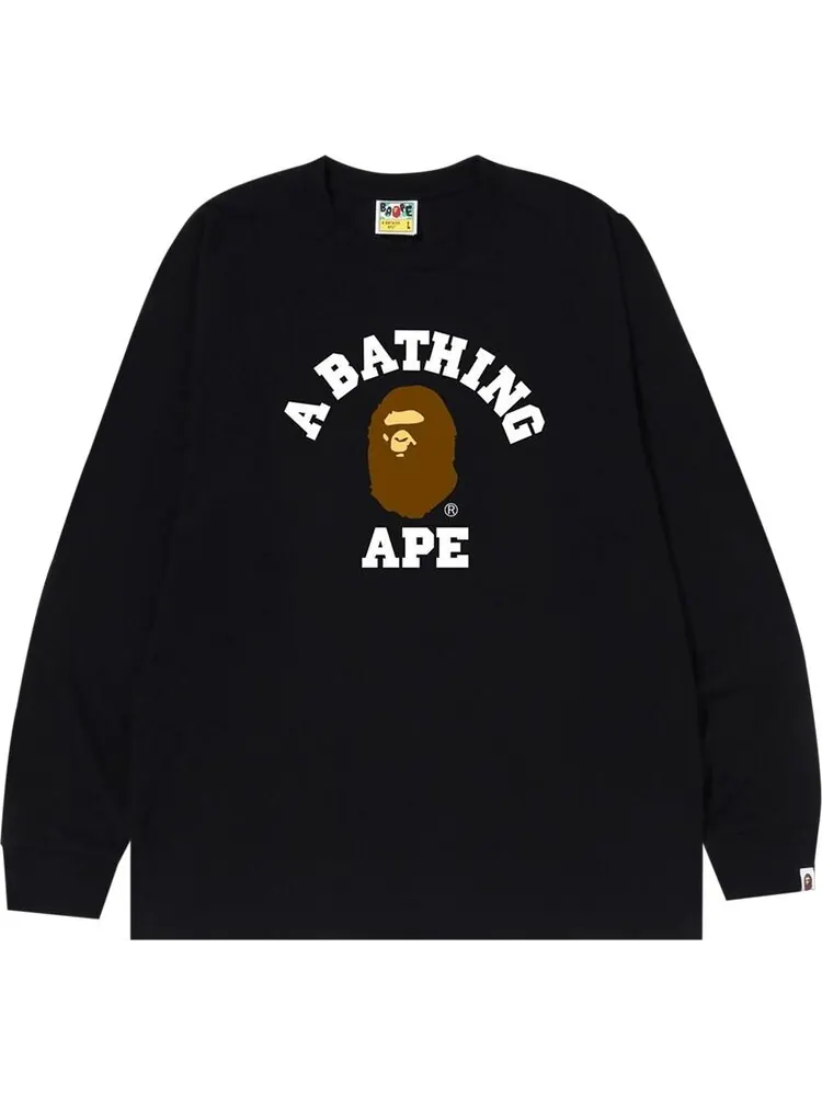 Лонгслив BAPE College Long-Sleeve Tee 'Black' — изображение 1 из 1, черный