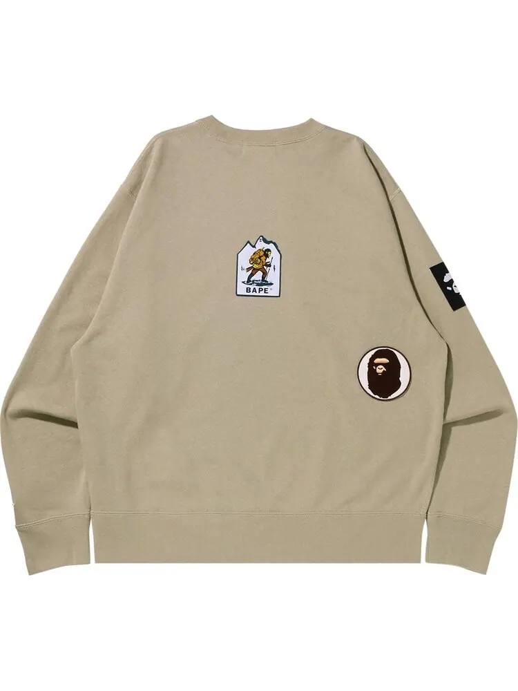 Толстовка BAPE Multi Label Relaxed Fit Crewneck 'Beige' — изображение 2 из 2, бежевый