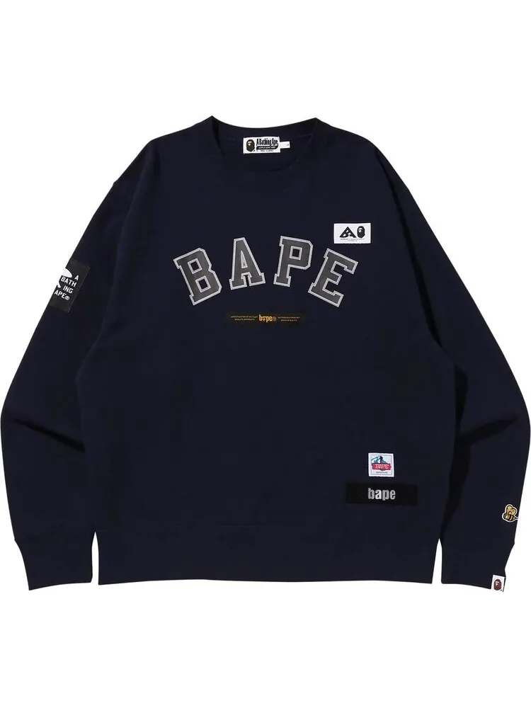 Толстовка BAPE Multi Label Relaxed Fit Crewneck 'Navy' — изображение 1 из 2, синий