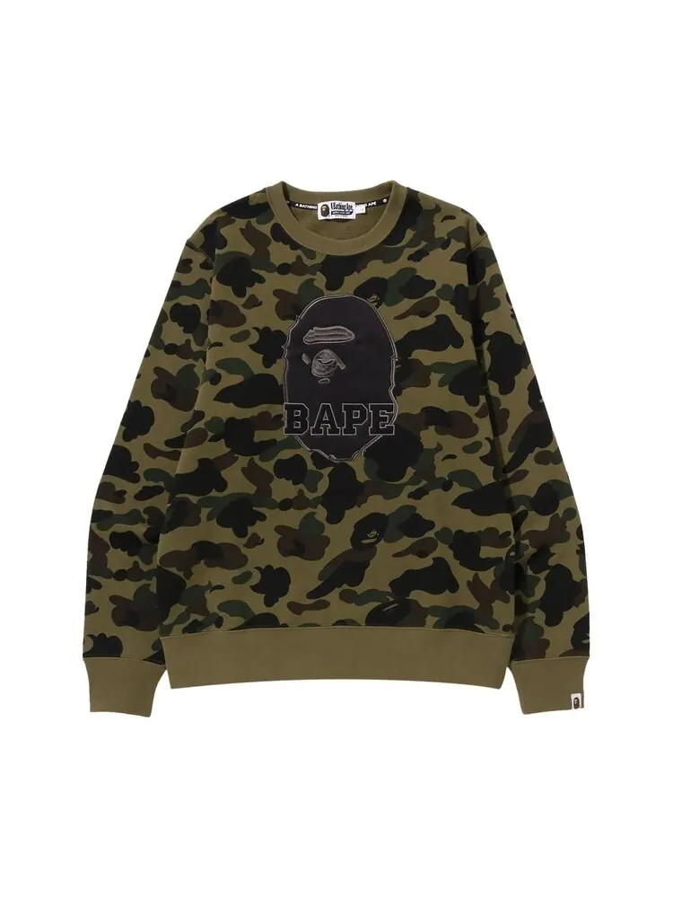Толстовка BAPE 1st Camo Pattern Ape Head Crewneck — изображение 1 из 1, зеленый