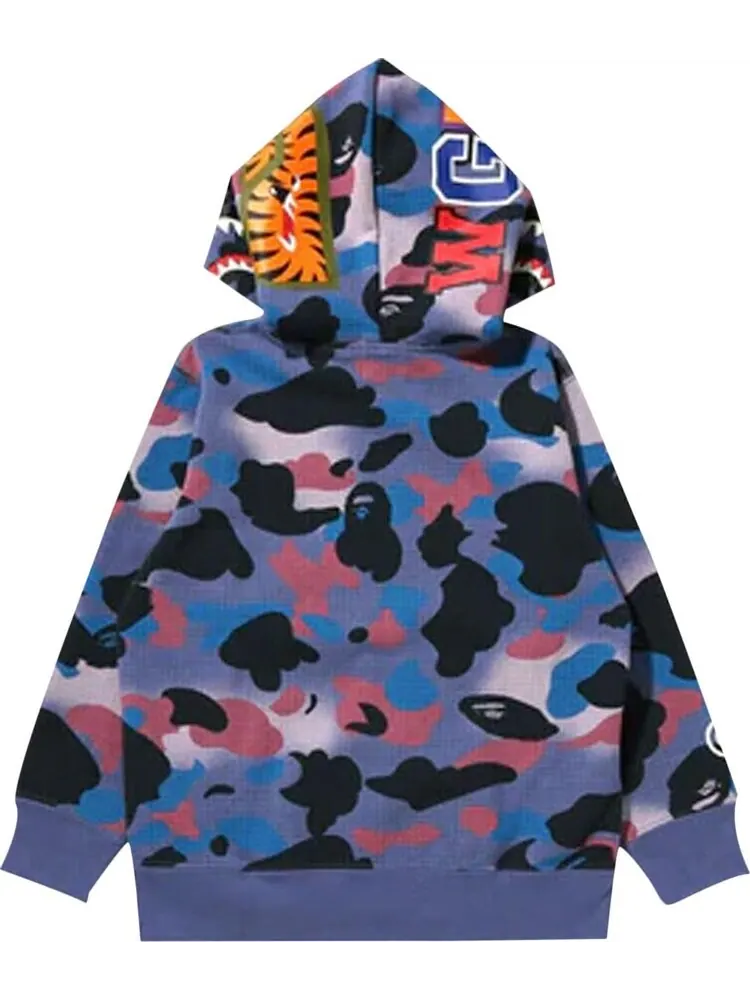 Худи BAPE Grid Camo Shark Full Zip Hoodie 'Purple' — изображение 2 из 2, фиолетовый