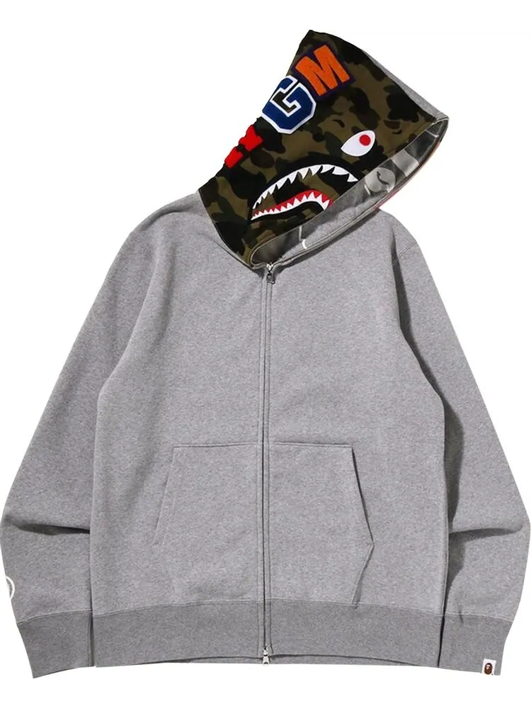 Худи BAPE Crazy Face Full Zip Hoodie 'Grey' — изображение 1 из 1, серый