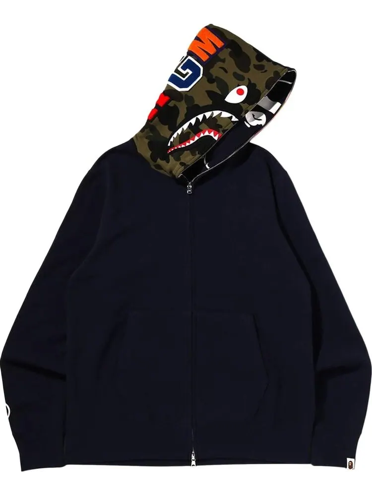 Худи BAPE Crazy Face Full Zip Hoodie 'Navy' — изображение 1 из 1, синий
