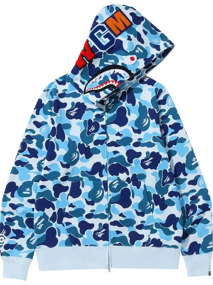 Худи BAPE Big ABC Camo Shark Full Zip Hoodie Blue — изображение 1 из 2, синий