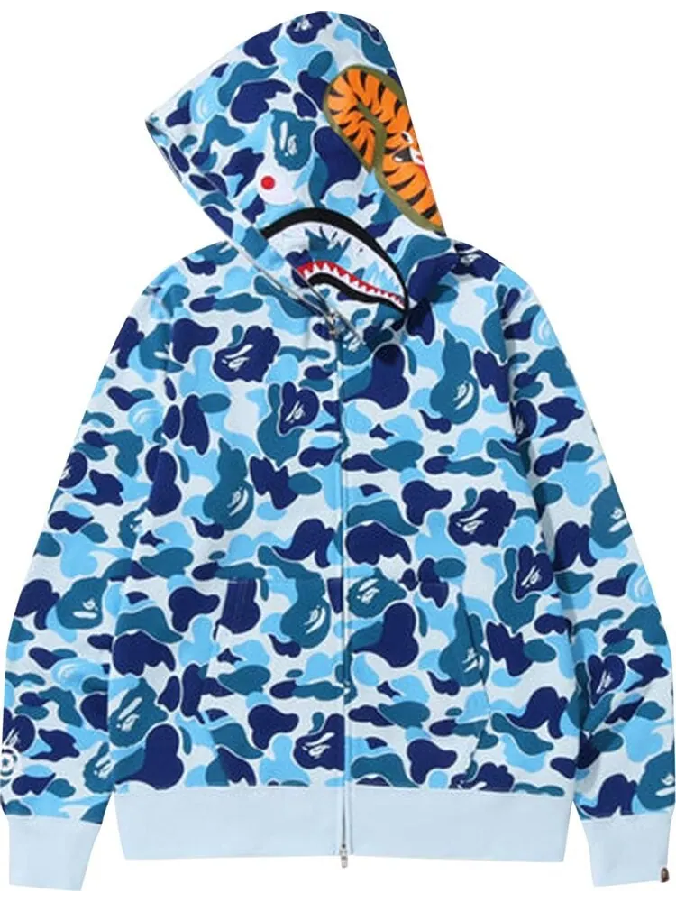 Худи BAPE Big ABC Camo Shark Full Zip Hoodie Blue — изображение 2 из 2, синий