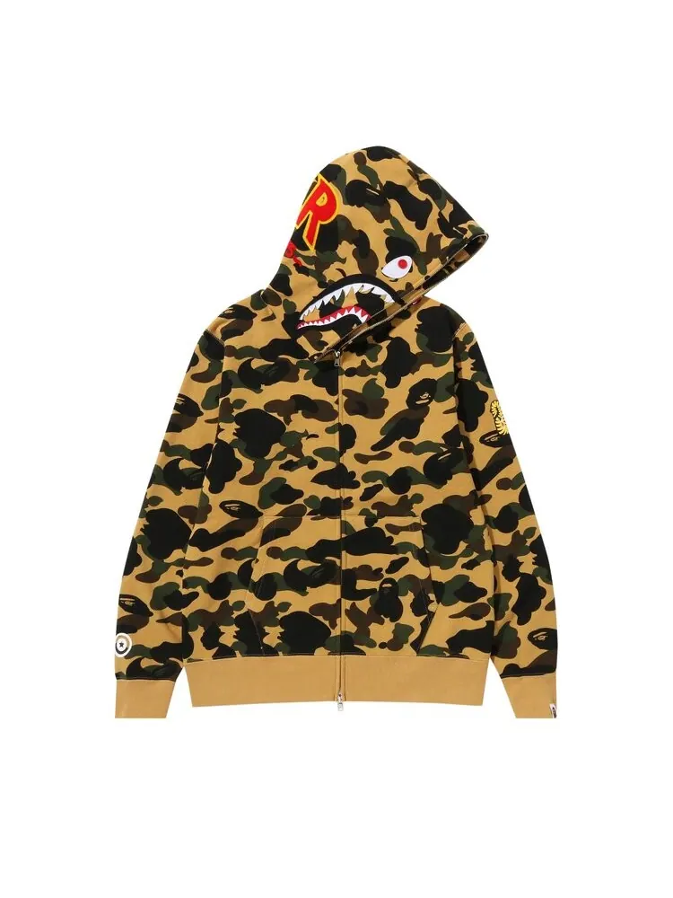Худи BAPE 1st Camo PONR Shark Full Zip Hoodie — изображение 1 из 2, желтый