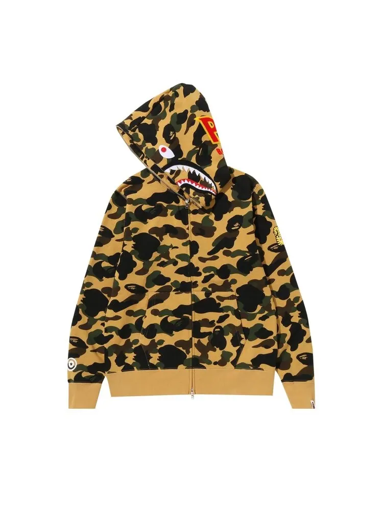 Худи BAPE 1st Camo PONR Shark Full Zip Hoodie — изображение 2 из 2, желтый