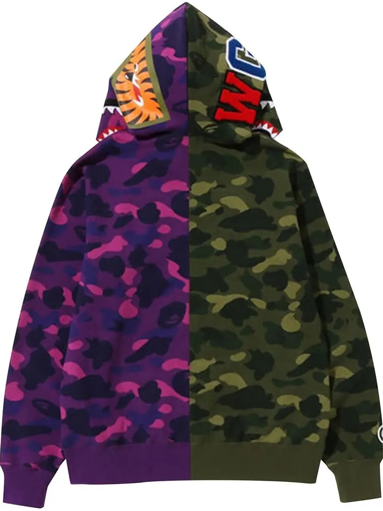 Худи BAPE Color Camo Shark Full Zip Hoodie 'Green/Purple' — изображение 2 из 2, мульти