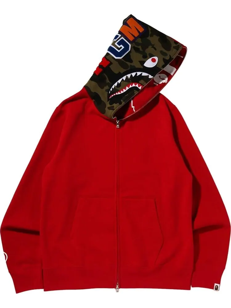 Худи BAPE Crazy Face Full Zip Hoodie 'Red' — изображение 1 из 1, красный