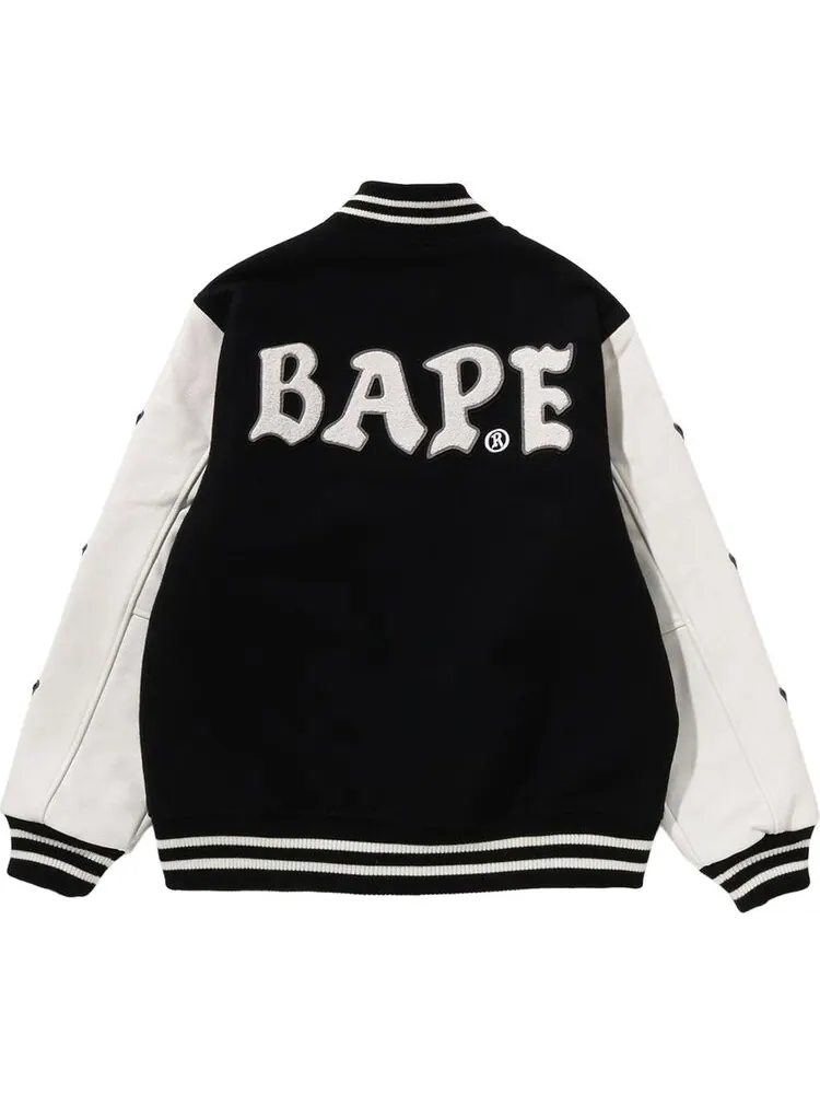 Куртка BAPE A Bathing Ape Relaxed Fit Varsity Jacket 'Black' — изображение 2 из 2, черный