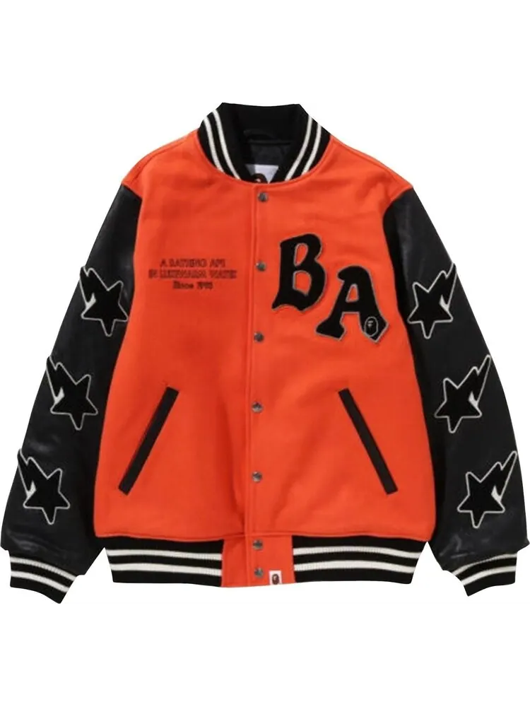 Куртка BAPE A Bathing Ape Relaxed Fit Varsity Jacket 'Orange' — изображение 1 из 2, оранжевый