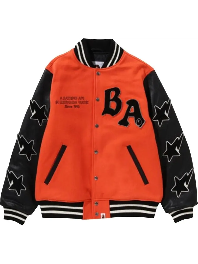 Куртка BAPE A Bathing Ape Relaxed Fit Varsity Jacket 'Orange' — изображение 2 из 2, оранжевый