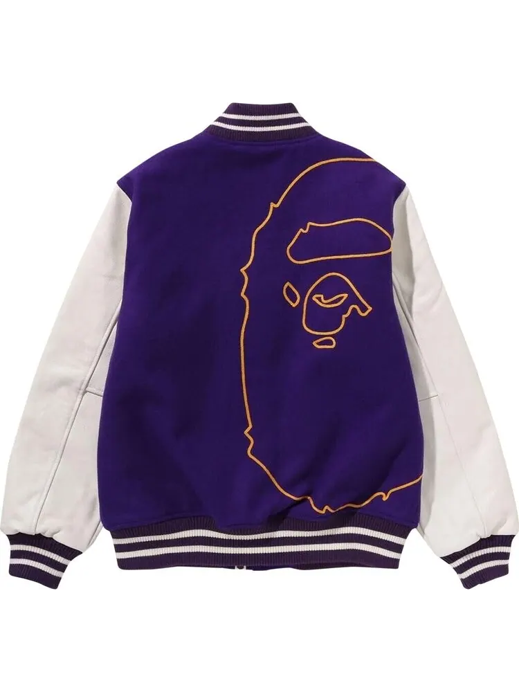 Куртка BAPE Giant Ape Head Varsity Jacket Purple — изображение 2 из 2, фиолетовый