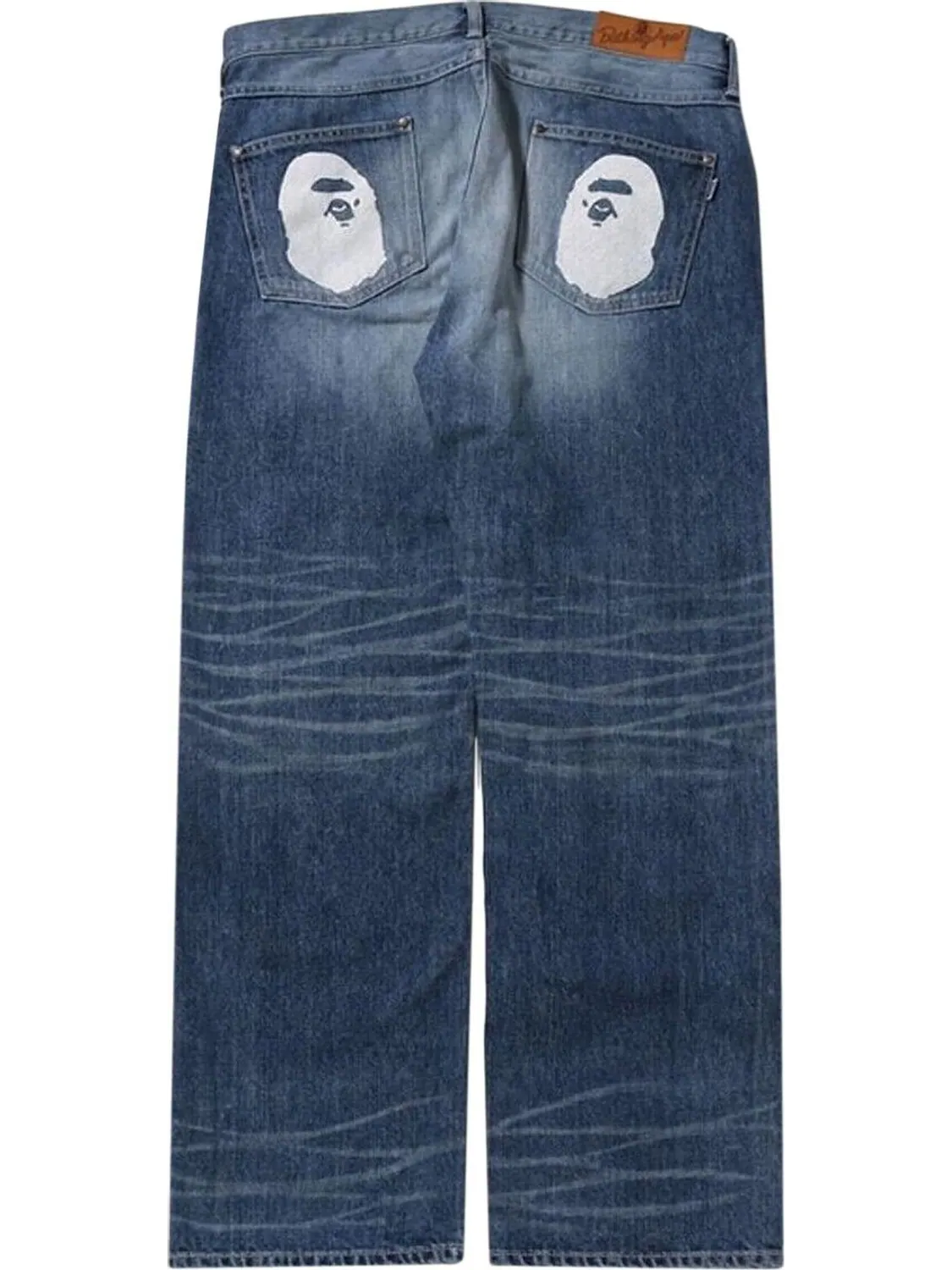 Брюки BAPE Ape Head Relaxed Fit Denim Pants 'Blue/Light Indigo' — изображение 2 из 2, синий