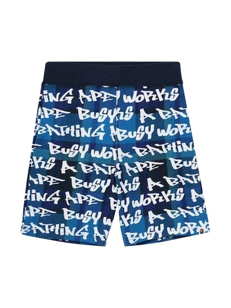 Шорты BAPE Graffiti Check Shorts — изображение 1 из 2, синий