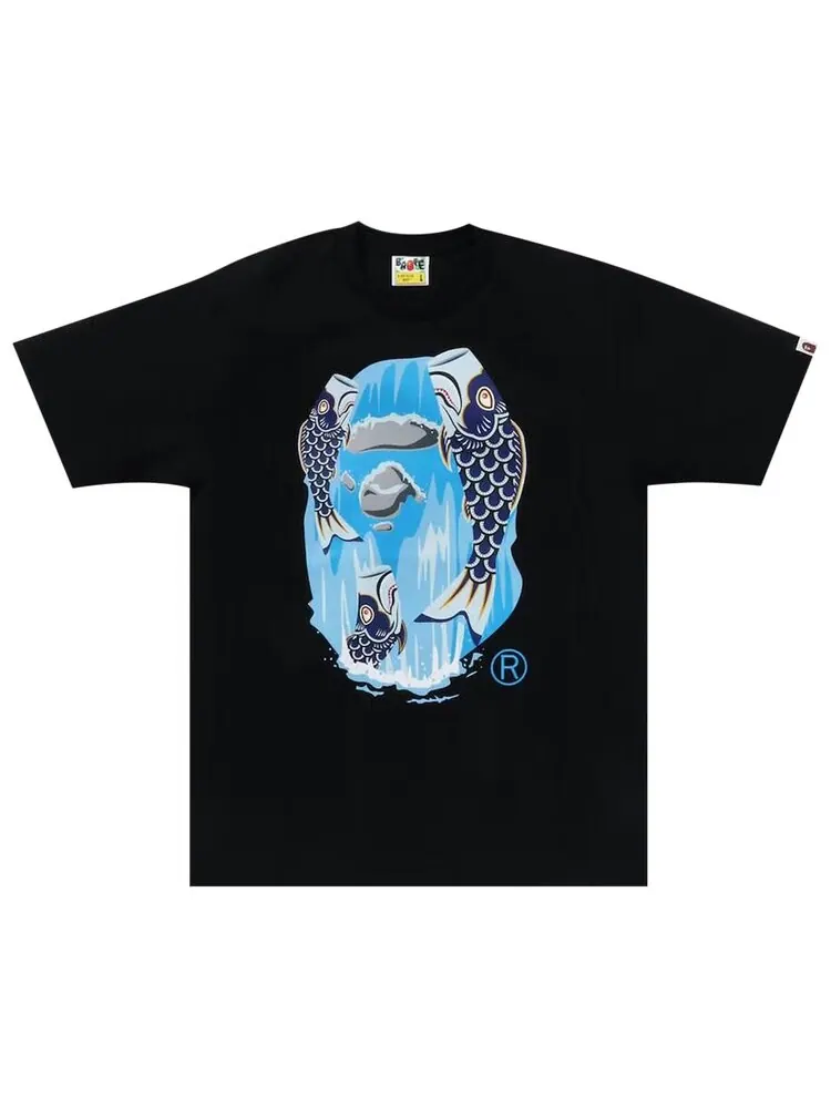 Футболка BAPE Koinobori Waterfall Ape Head Tee — изображение 1 из 1, черный