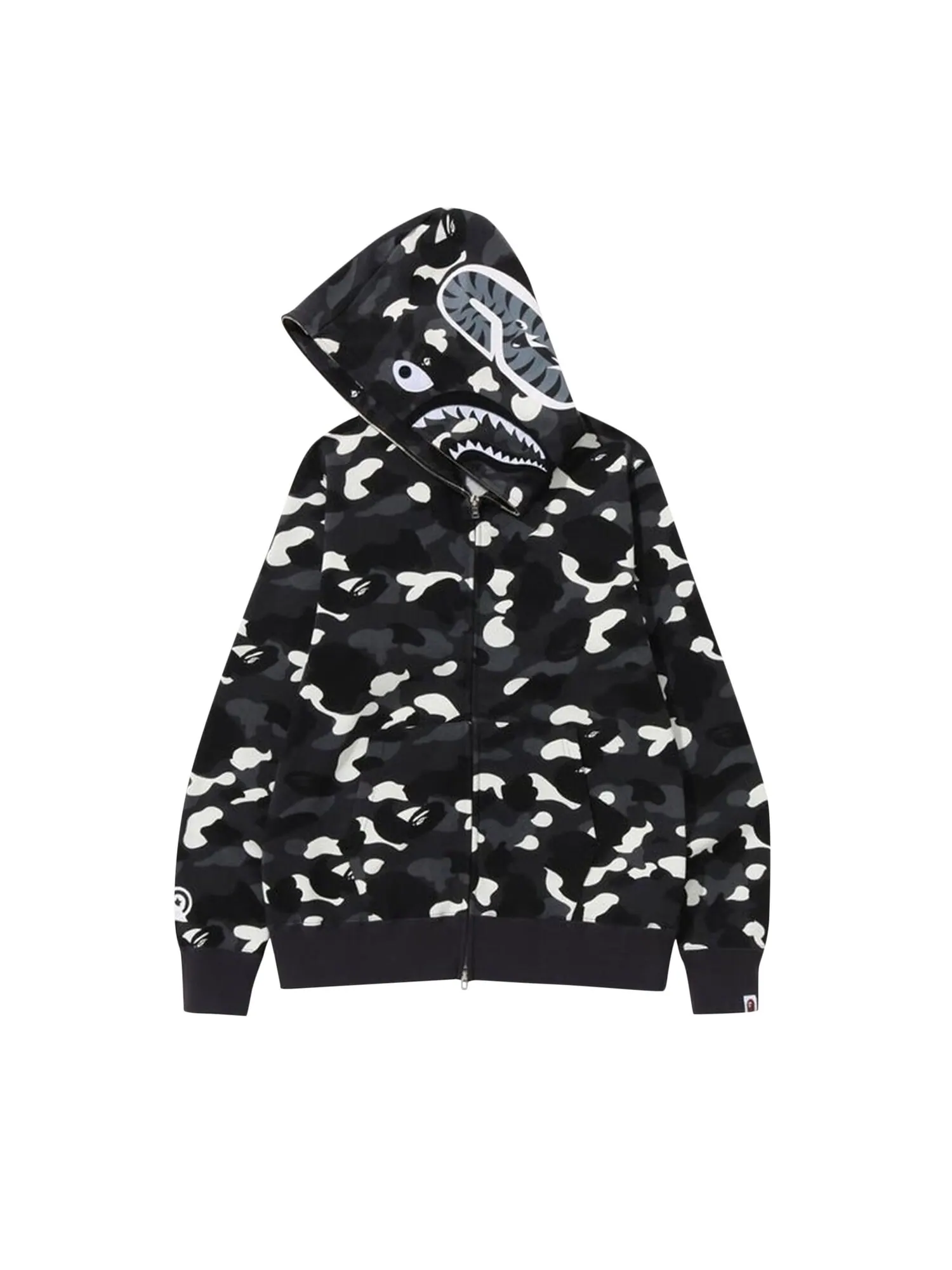 Толстовка на молнии с камуфляжным принтом BAPE City Shark — изображение 3 из 3, черный