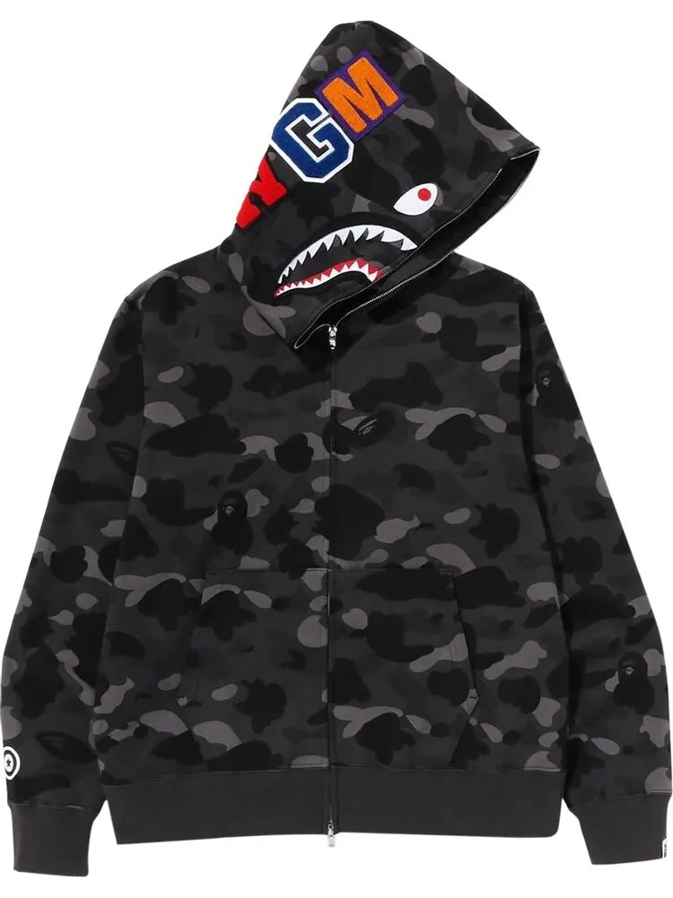 Худи BAPE Color Camo Shark Full Zip Hoodie 'Black' — изображение 1 из 2, черный
