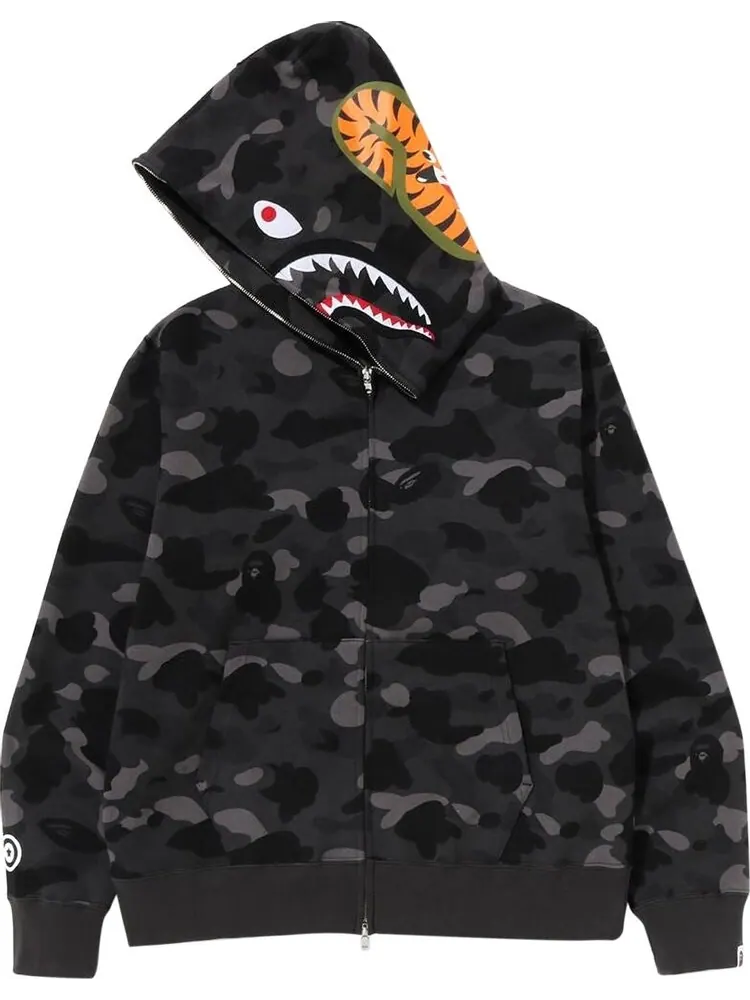 Худи BAPE Color Camo Shark Full Zip Hoodie 'Black' — изображение 2 из 2, черный