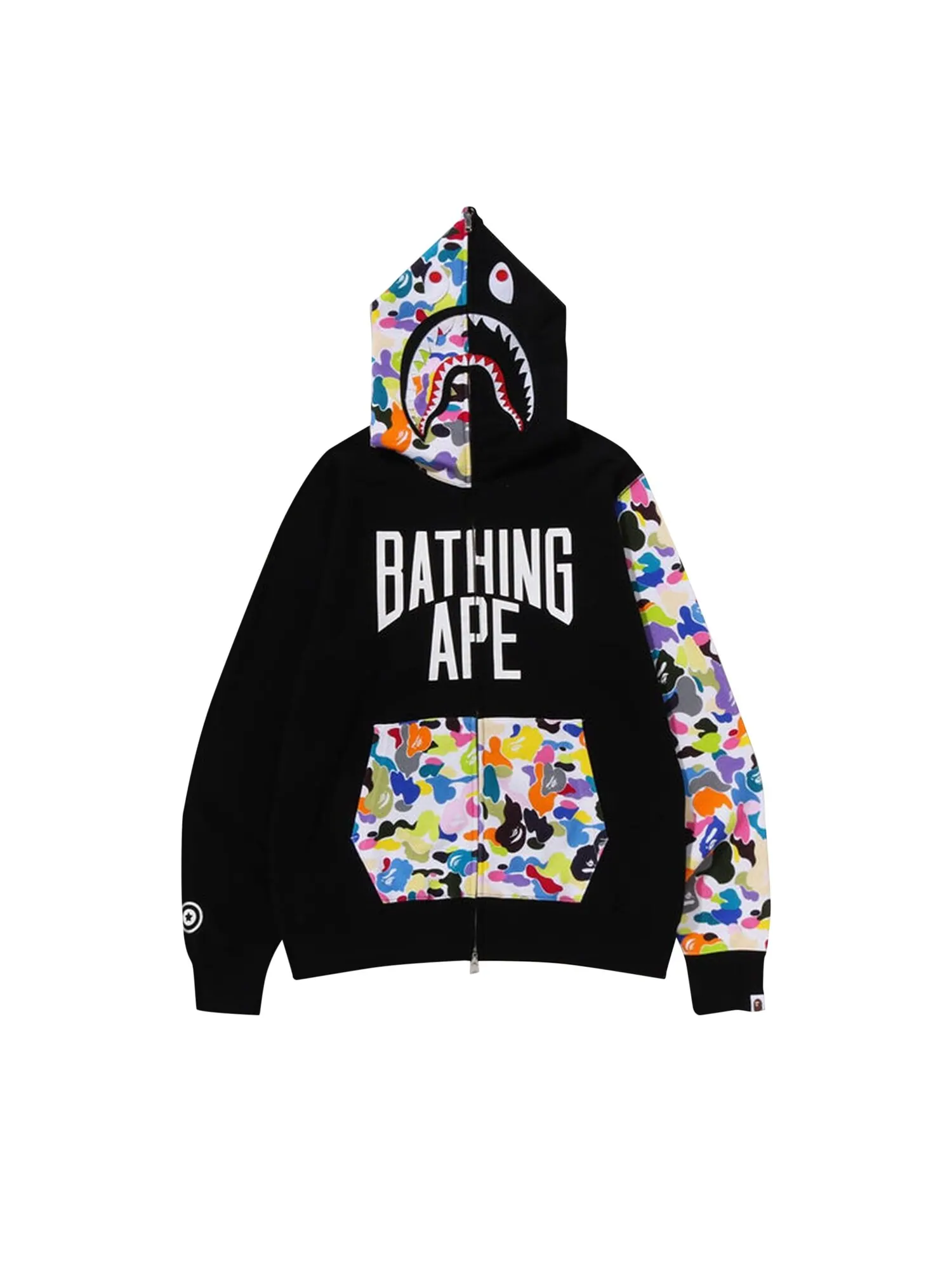 Толстовка на молнии с капюшоном BAPE Multi Camo NYC Logo Shark