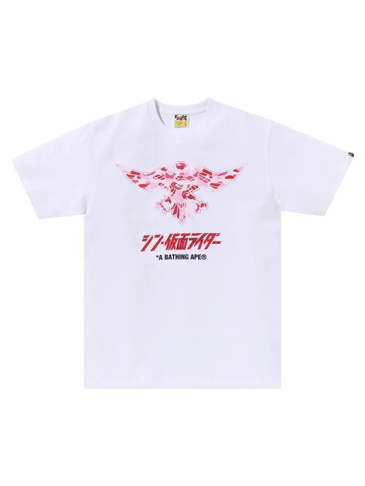 Футболка BAPE x Shin Kamen Rider Shocker Emblem 'White/Pink' — изображение 1 из 1, белый