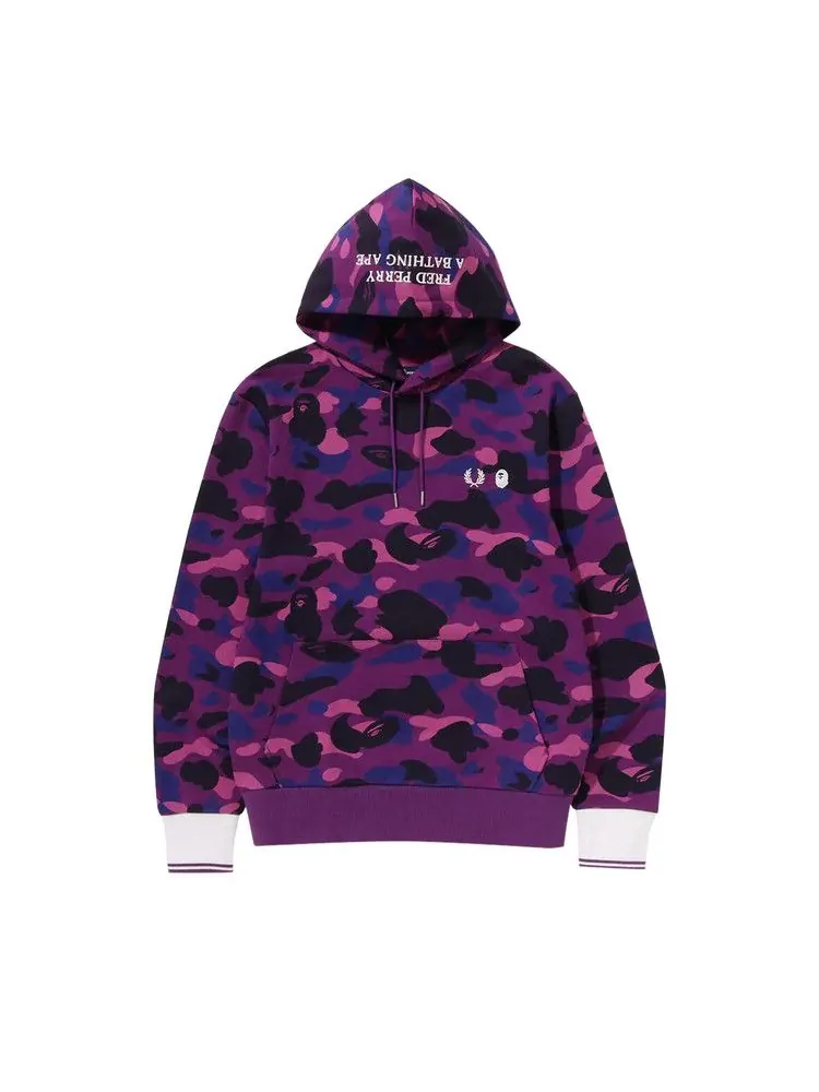 Худи BAPE x Fred Perry Color Camo Pullover Hoodie 'Purple' — изображение 1 из 1, фиолетовый