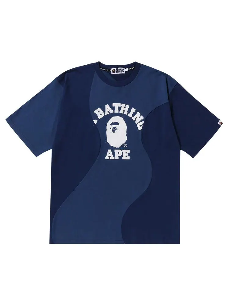 Футболка BAPE Cutting College Relaxed Fit Tee — изображение 1 из 1, темно-синий