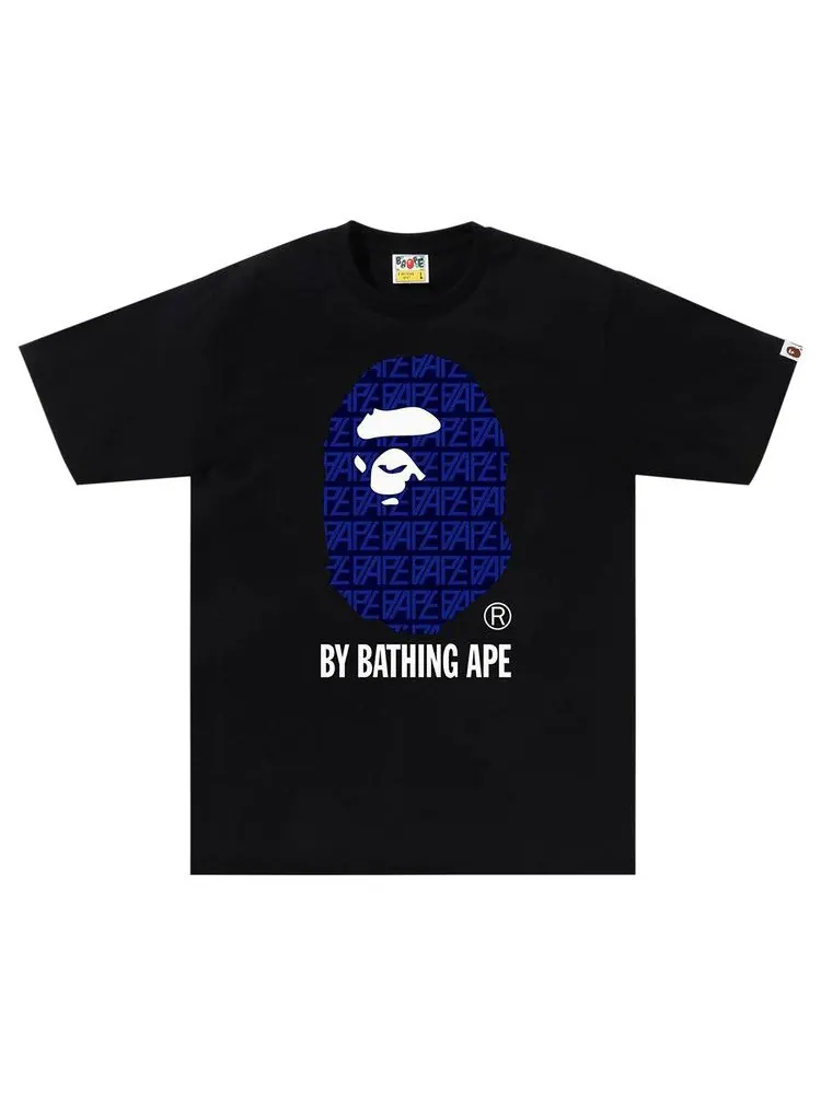 Футболка BAPE Logo Monogram By Bathing Ape Tee — изображение 1 из 1, черный/темно-синий