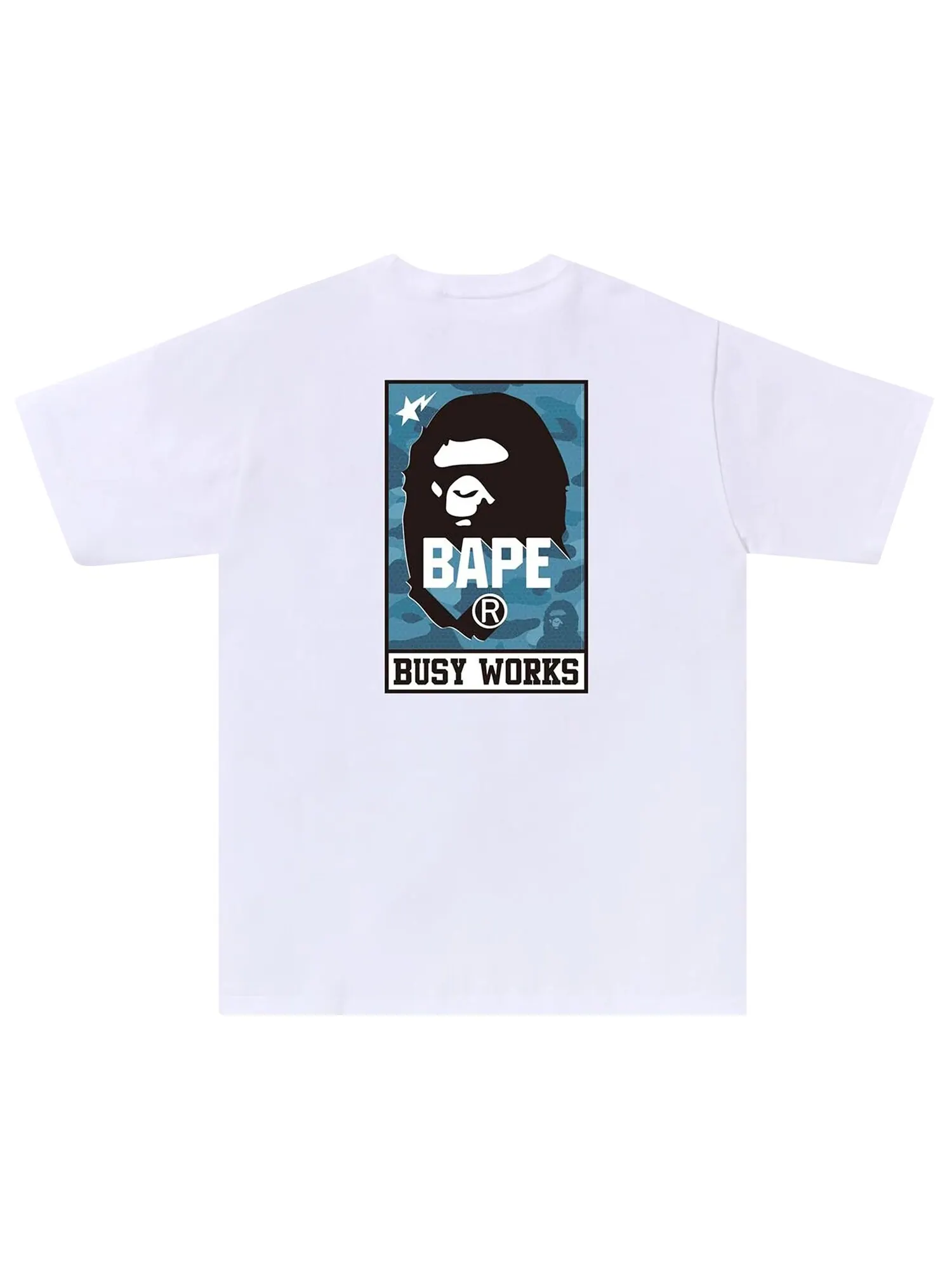 Футболка BAPE Honeycomb Camo Busy Works — изображение 2 из 2, белый/синий