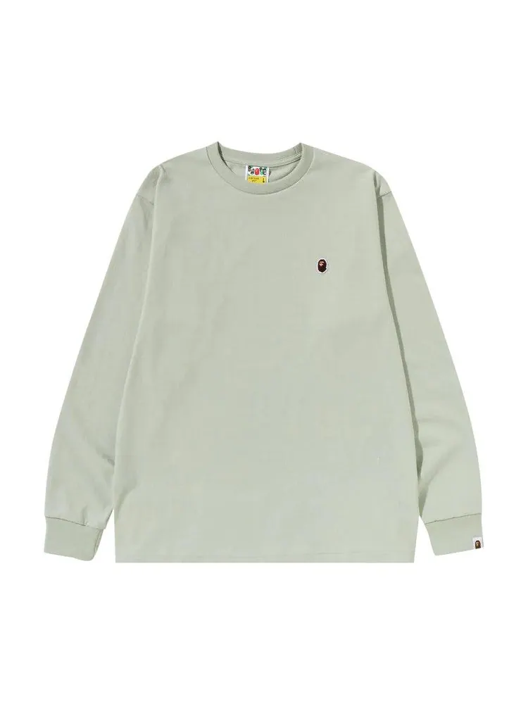 Футболка BAPE Ape Head One Point Long-Sleeve Tee — изображение 1 из 1, зеленый