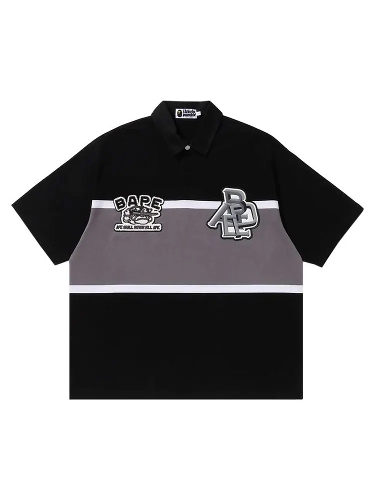 Поло BAPE Color Blocking Oversized Rugby Polo 'Black' — изображение 1 из 1, черный