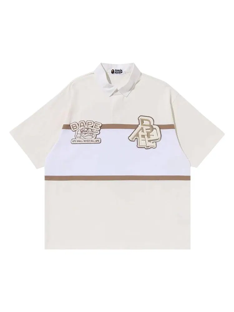 Поло BAPE Color Blocking Oversized Rugby Polo 'Ivory' — изображение 1 из 1, бежевый