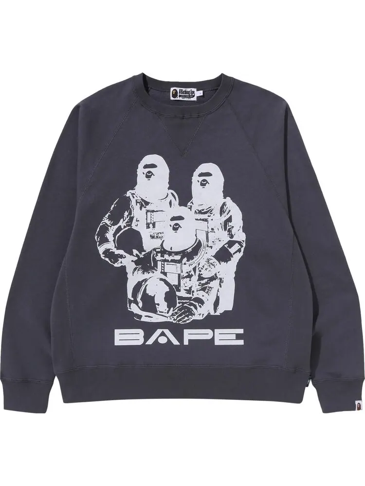 Толстовка BAPE Relaxed Fit Crewneck 'Charcoal' — изображение 1 из 3, черный
