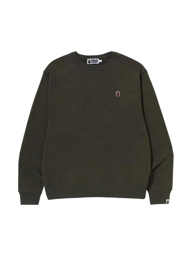 Свитер BAPE Ape Head One Point Relaxed Fit Crewneck, Olivedrab — изображение 1 из 1, зеленый