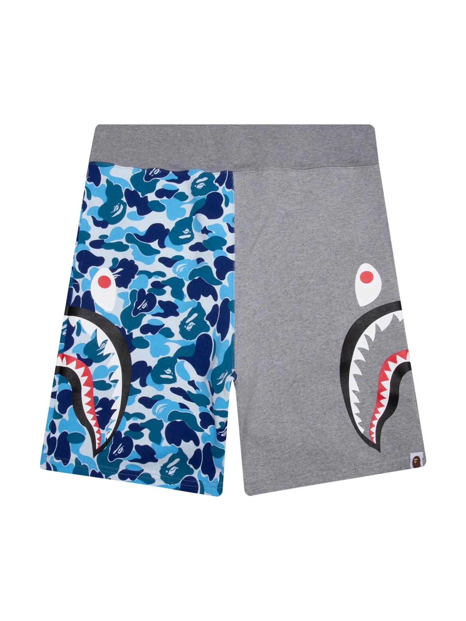 BAPE ABC Камуфляжные спортивные шорты с изображением акулы — изображение 2 из 2, синий/серый