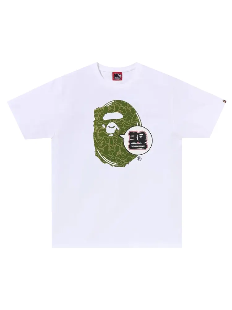 Футболка BAPE 30th Anniversary Ape Head 'White/Green' — изображение 1 из 1, белый