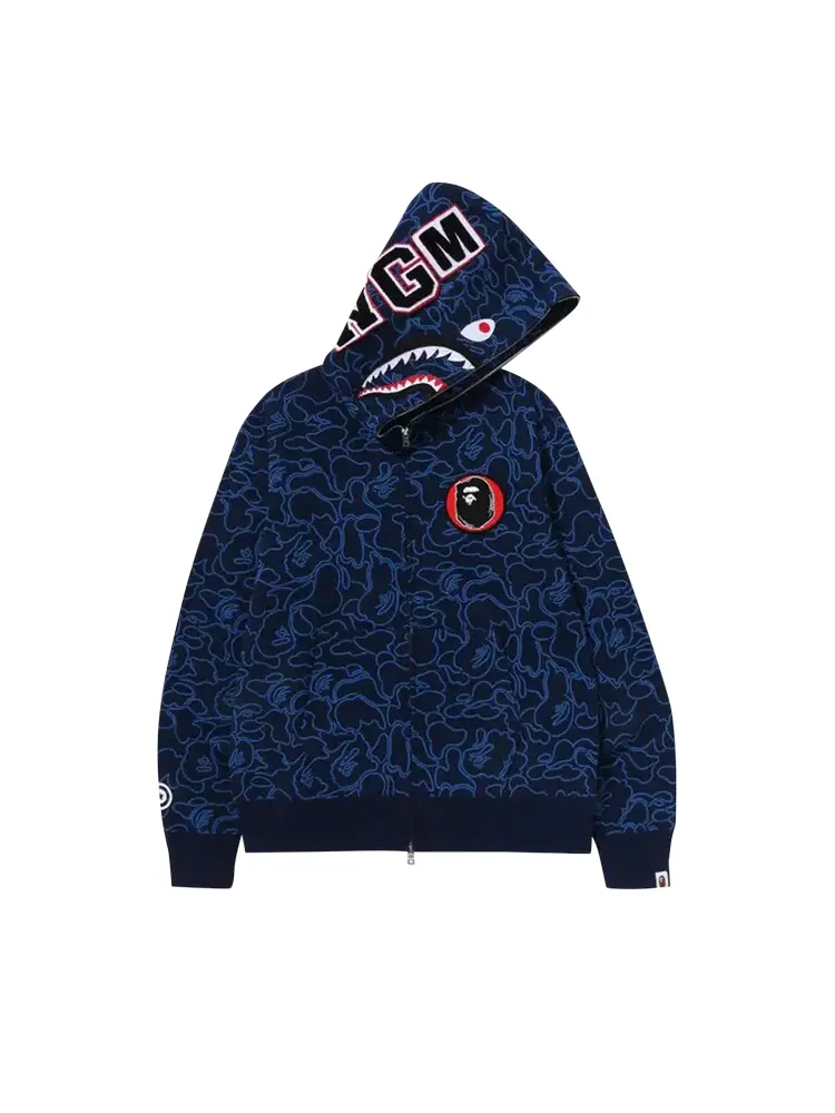 Худи BAPE 30th Anniversary Line Camo Shark Full Zip 'Navy' — изображение 1 из 3, синий