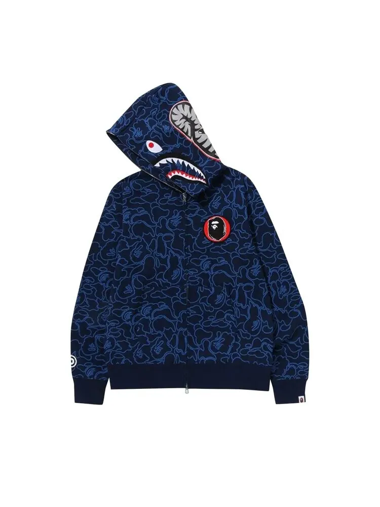 Худи BAPE 30th Anniversary Line Camo Shark Full Zip 'Navy' — изображение 2 из 3, синий