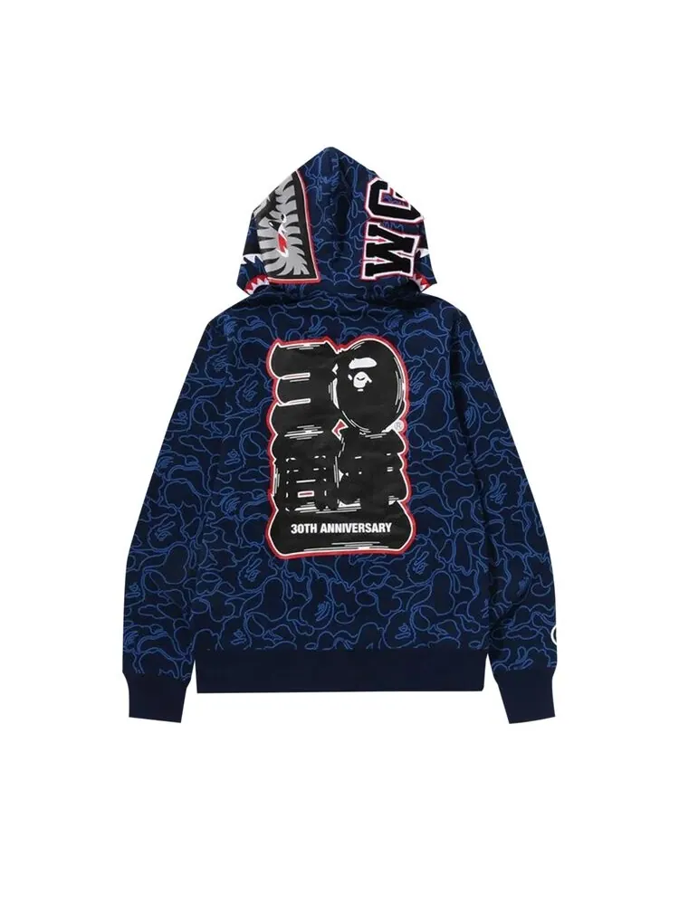 Худи BAPE 30th Anniversary Line Camo Shark Full Zip 'Navy' — изображение 3 из 3, синий