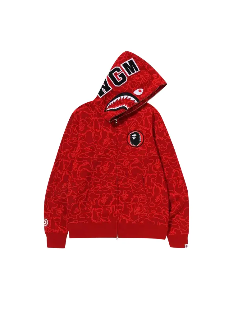 Худи BAPE 30th Anniversary Line Camo Shark Full Zip 'Red' — изображение 1 из 4, красный
