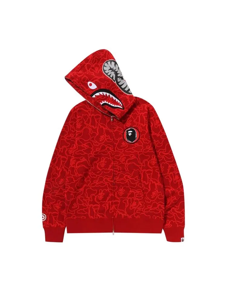 Худи BAPE 30th Anniversary Line Camo Shark Full Zip 'Red' — изображение 3 из 4, красный