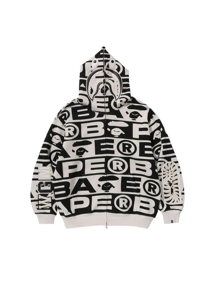 Худи BAPE Lux Sport Pattern Shark Full Zip Hoodie — изображение 1 из 1, белый