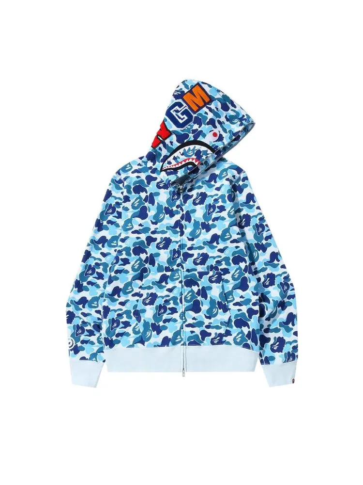 Худи BAPE ABC Camo Shark Full Zip Hoodie — изображение 1 из 1, синий