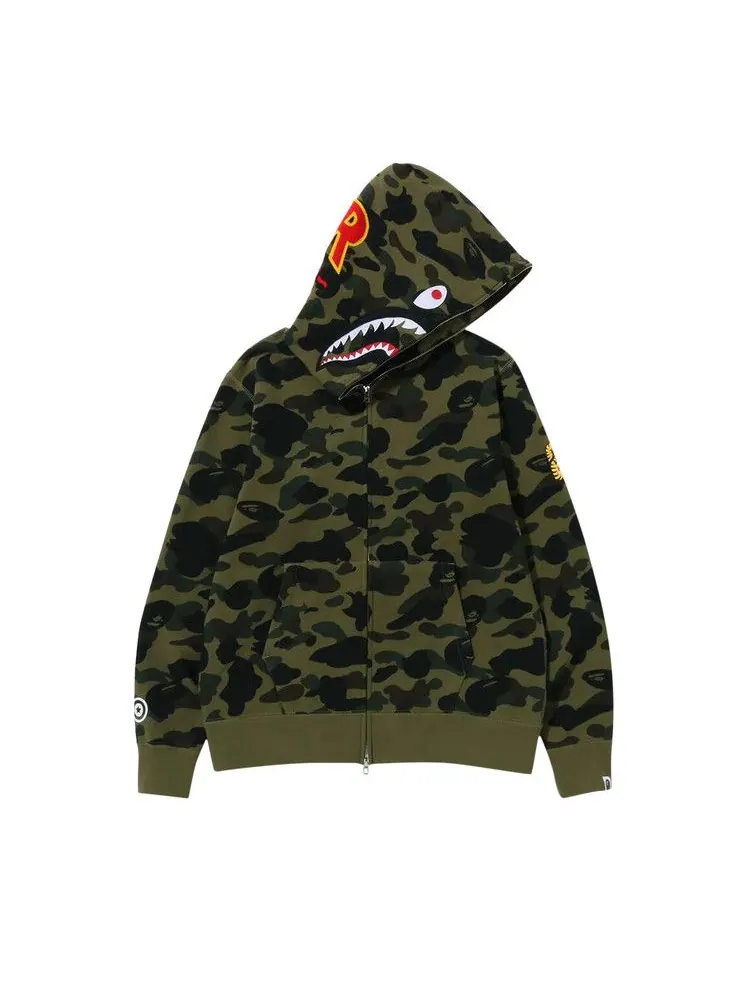 Худи BAPE 1st Camo 2nd Shark Full Zip Hoodie — изображение 1 из 1, зеленый
