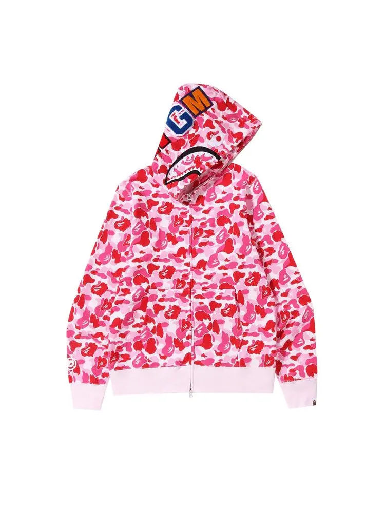 Худи BAPE ABC Camo Shark Full Zip Hoodie — изображение 1 из 1, розовый