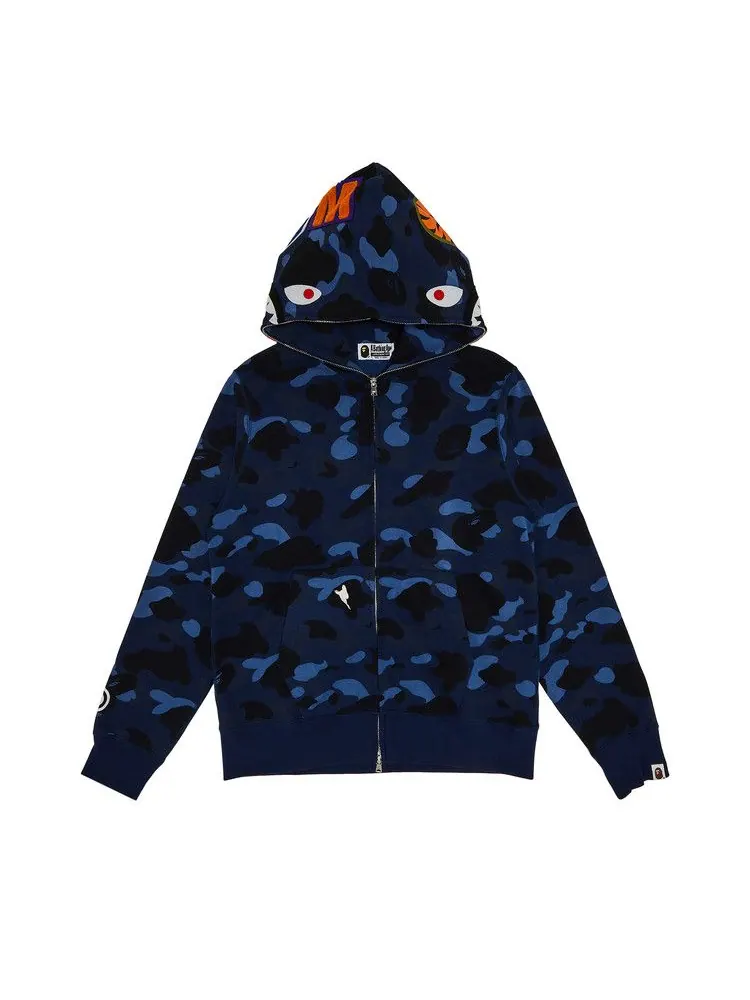 Худи BAPE Color Camo Shark Full Zip Hoodie — изображение 1 из 4, темно-синий