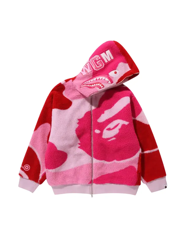 Худи BAPE Mega ABC Camo Shark Boa 'Pink' — изображение 1 из 3, розовый