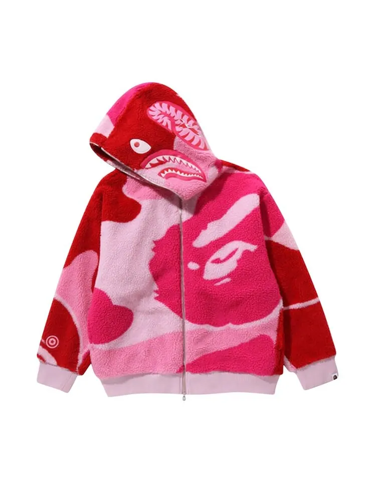 Худи BAPE Mega ABC Camo Shark Boa 'Pink' — изображение 2 из 3, розовый