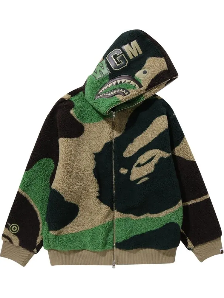 Худи BAPE Mega ABC Camo Shark Boa 'Green' — изображение 1 из 3, зеленый