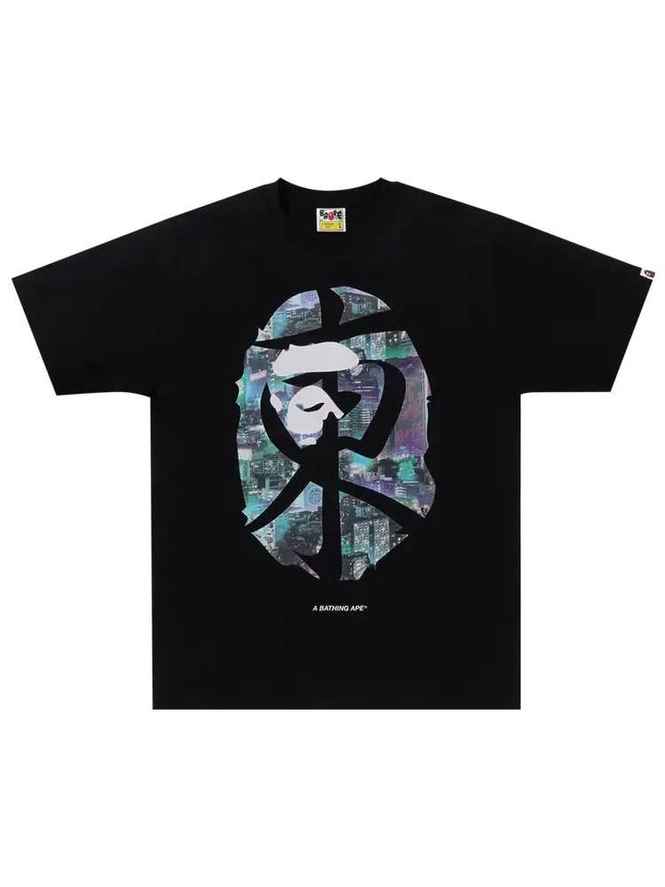 Футболка BAPE Neon Tokyo 'Black' — изображение 1 из 1, черный